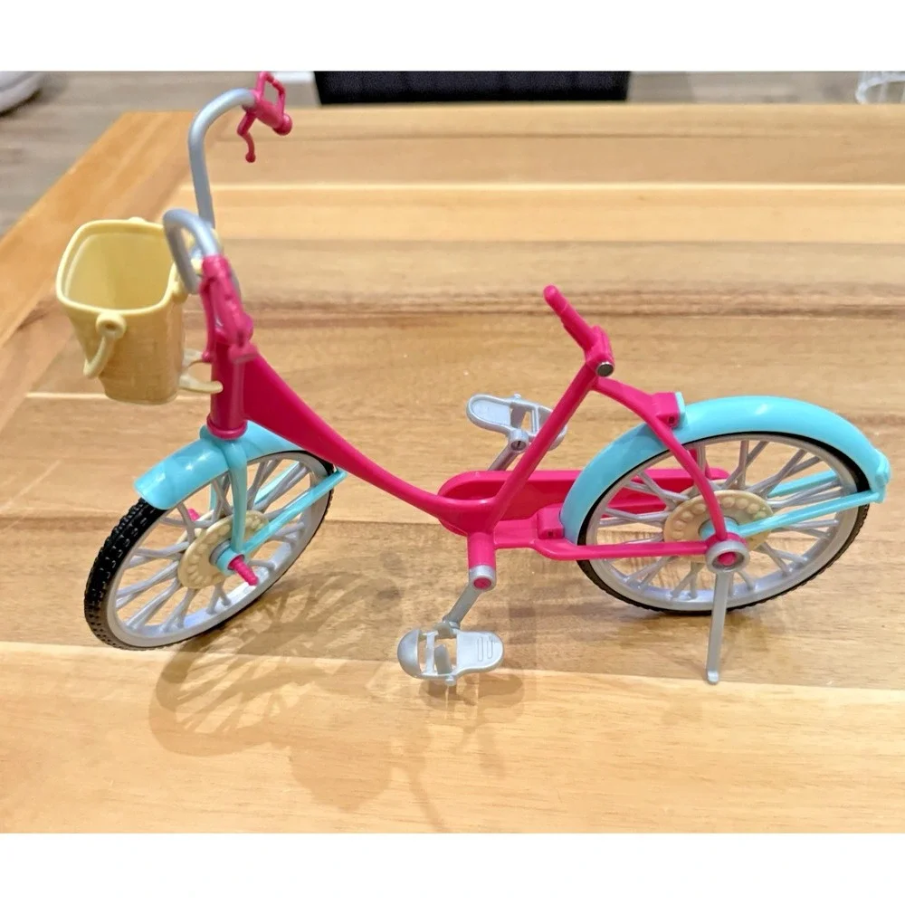 Barbie Pink & Teal Cruiser Bicycle with Basket Doll Accessory Bike Mattel Toy